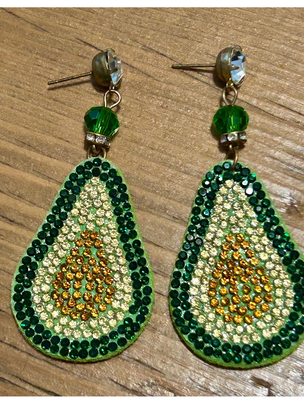 Avocado Beaded Teardrop Dangle Earrings